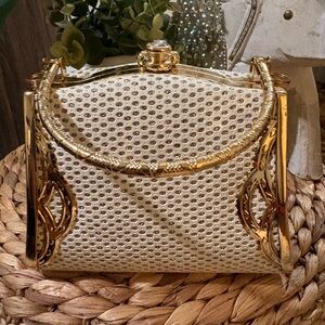 Elegant Gold and Cream Handbag